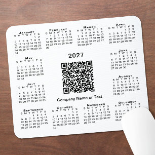 Simple 2027 Calendar Business QR Code White Mouse Mat