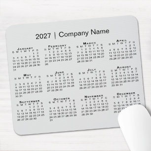 Simple 2027 Calendar with Company Name Grey Mouse Mat