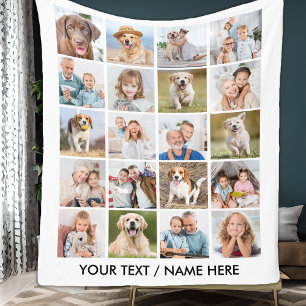 Simple 20 Photo Collage Personalised Pictures Fleece Blanket