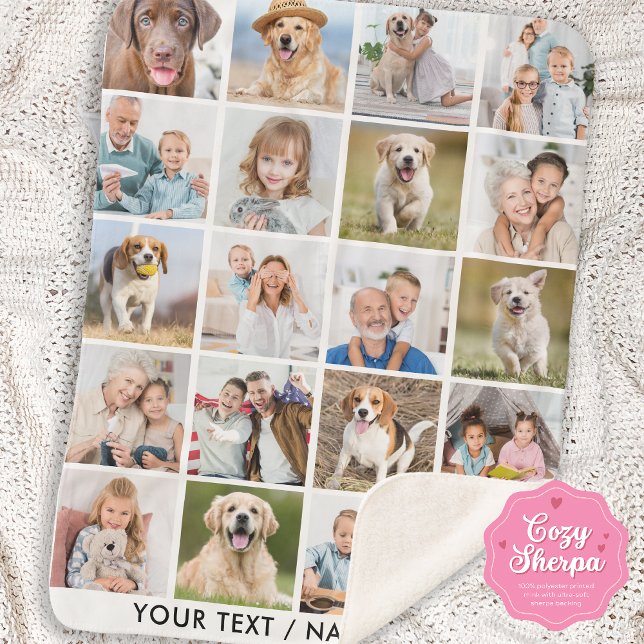 Simple 20 Photo Collage Personalized Pictures Sherpa Blanket (Creator Uploaded)