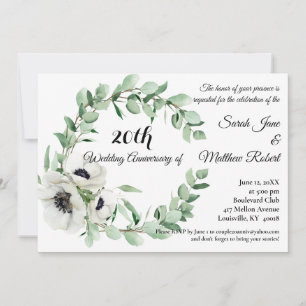 SIMPLE 20th WEDDING ANNIVERSARY PARTY Invitation