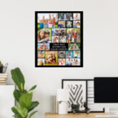 Simple 21 Photo Collage Custom Color Personalized Poster (Home Office)