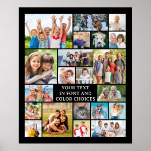 Simple 21 Photo Collage Custom Color Personalized Poster