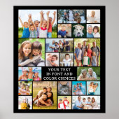 Simple 21 Photo Collage Custom Color Personalized Poster (Front)