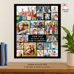 Simple 21 Photo Collage Custom Color Personalized Poster<br><div class="desc">Create your own personalized, custom color photo collage poster print utilizing this easy-to-upload template with 21 pictures in various shapes and sizes to accommodate a variety of photographic subjects with your custom text in your choice of font styles and colors (shown in a white classic font against an editable black...</div>
