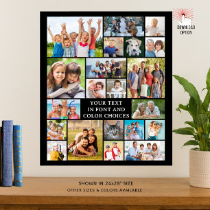 Simple 21 Photo Collage Custom Color Personalized Poster