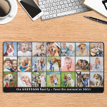 Simple 21 Photo Collage Custom Text Personalised Desk Mat<br><div class="desc">This desk mat features a customisable photo collage perfect for showcasing your favourite pictures of family, pets, friends or grandparents. The modern and cute design is ideal for dog lovers, family, and friends, or anyone looking for a fun desk accessory. It's a great addition to any office space and can...</div>