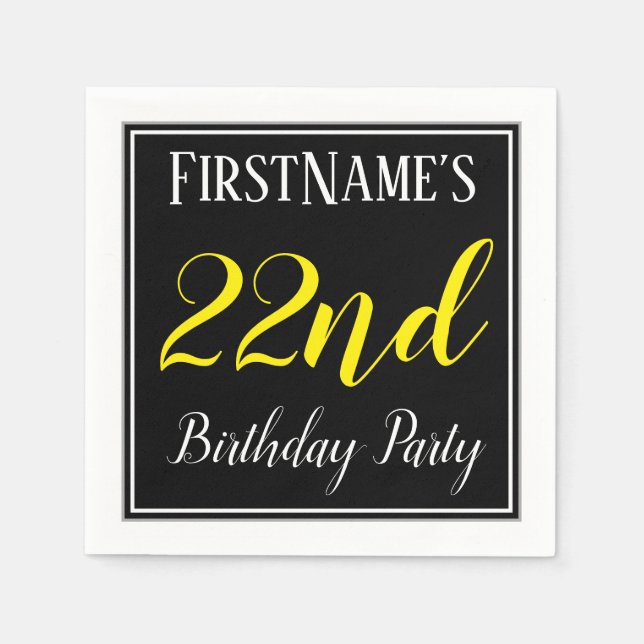 Simple, 22nd Birthday Party w/ Custom Name Napkin (Front)