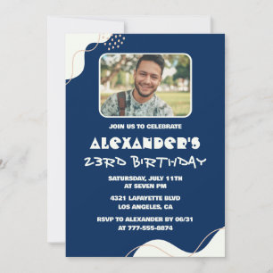 Simple 23rd birthday invitations Men Photo Navy