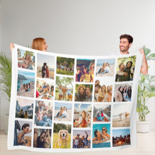 Simple 24 Photo Collage Fleece Blanket