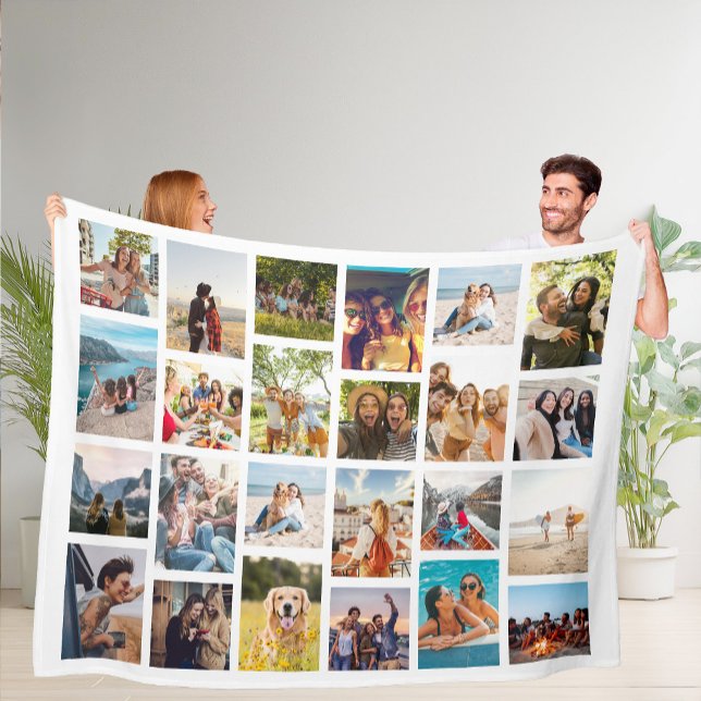 Simple 24 Photo Collage Fleece Blanket (Creator Uploaded)