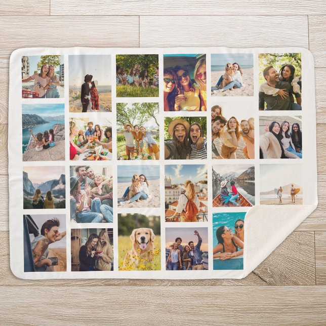 Simple 24 Photo Collage Sherpa Blanket (Creator Uploaded)