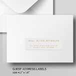 Simple 24 wedding guest address gold white labels<br><div class="desc">Personalised simple minimal individual white and faux gold wedding guests' address labels (24 recipients) for invitation mailings,  with trendy modern minimalist formal classic typography.       The size of one label is cca 4.2 x 1.7 inches for a 14 x 14 inches sheet (Extra-Large)</div>