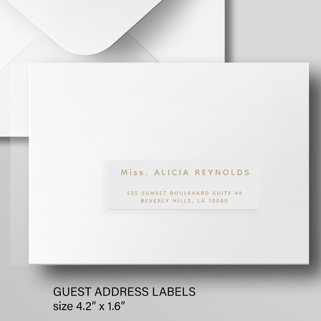 Simple 24 wedding guest address gold white labels  (Creator Uploaded)