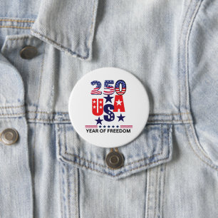 Simple 250th us independence patriotic July 4th 7.5 Cm Round Badge