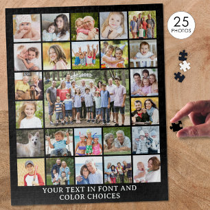 Simple 25 Photo Collage Personalized Custom Jigsaw Puzzle