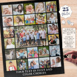 Simple 25 Photo Collage Personalized Custom Jigsaw Puzzle<br><div class="desc">Create a fun, memorable activity with this photo collage keepsake puzzle utilizing an easy-to-upload template with 25 photos and personalized with your custom text in your choice of font style and colors (shown in white on black). OPTIONS: The sample is shown on the 16x20" size and 520 pieces--other sizes and...</div>