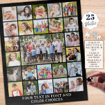 Simple 25 Photo Collage Personalized Custom Jigsaw Puzzle<br><div class="desc">Create a fun, memorable activity with this photo collage keepsake puzzle utilizing an easy-to-upload template with 25 photos and personalized with your custom text in your choice of font style and colors (shown in white on black). OPTIONS: The sample is shown on the 16x20" size and 520 pieces--other sizes and...</div>