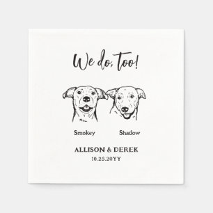 Simple 2 Dogs Pet Sketch Wedding Napkin