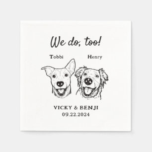 Simple 2 Dogs Wedding Cocktail Napkin