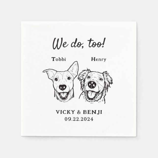 Simple 2 Dogs Wedding Cocktail Napkin (Front)