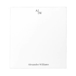 Simple 2 Monogram Initial Professional Desk Black Notepad