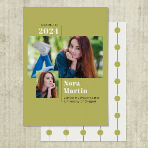 Simple 2 Photo College Graduation Avocado  Announc Announcement