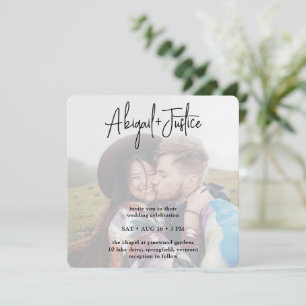 Simple 2 Photo Overlay All-In-One QR RSVP Wedding Invitation