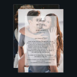 Simple 2 Photo Overlay Wedding Itinerary Programme<br><div class="desc">A simple elegant 2 photo overlay wedding design. This contemporary modern design is ideal for all seasons Spring, Summer, Fall and Winter weddings. A stylish vellum look overlay with black calligraphy typography. A classy elegant wedding itinerary program design with modern simple elements. Matching wedding stationery items and other wedding invite...</div>