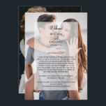 Simple 2 Photo Overlay Wedding Itinerary Programme<br><div class="desc">A simple elegant 2 photo overlay wedding design. This contemporary modern design is ideal for all seasons Spring, Summer, Fall and Winter weddings. A stylish vellum look overlay with black calligraphy typography. A classy elegant wedding itinerary program design with modern simple elements. Matching wedding stationery items and other wedding invite...</div>