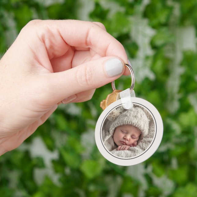 Simple 2 Photo Template Personalised Frame Key Ring (Hand)