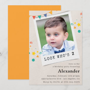 Simple 2nd birthday invitations Boy Photo