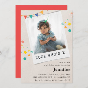 Simple 2nd birthday invitations Girl Photo