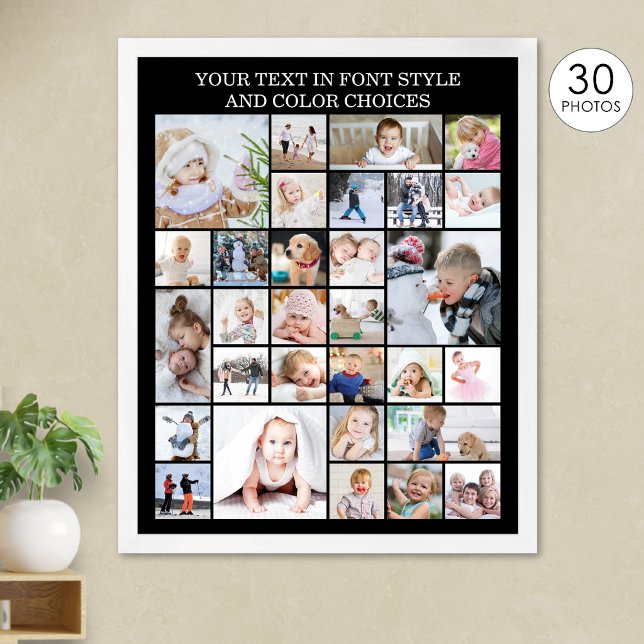Simple 30 Photo Collage Custom Colour and Text Poster (Creator Uploaded)