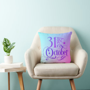 Simple 31 October Blue and Purple Halloween Cushion