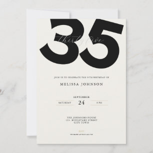 Simple 35th Birthday Invitation: Minimal Style Invitation