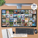 Simple 36 Photo Collage Custom Colour Personalised Desk Mat<br><div class="desc">Create your own custom colour photo desk mat utilising this easy-to-upload photo collage template featuring 36 square pictures of various shapes and sizes and personalised with a name, monogram or text in your choice of font styles and colour. You can delete the sample text to leave blank and choose your...</div>