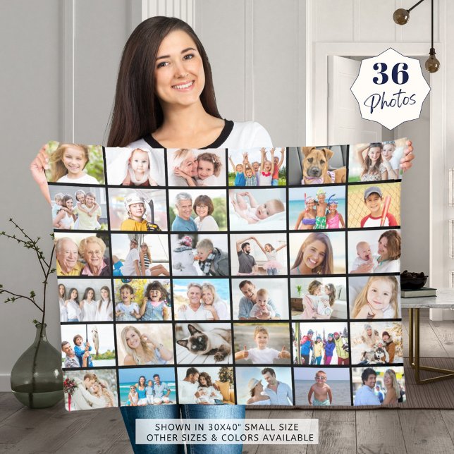 Simple 36 Photo Collage Fleece Blanket (Creator Uploaded)