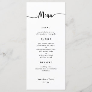 Simple 3 course wedding menu