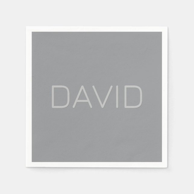 Simple 3 Dimensional Looking Text | Grey Napkin (Front)