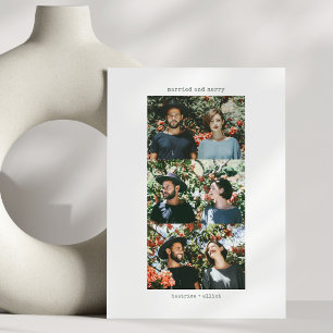 Simple 3 Photo Collage Black and White Christmas Holiday Card