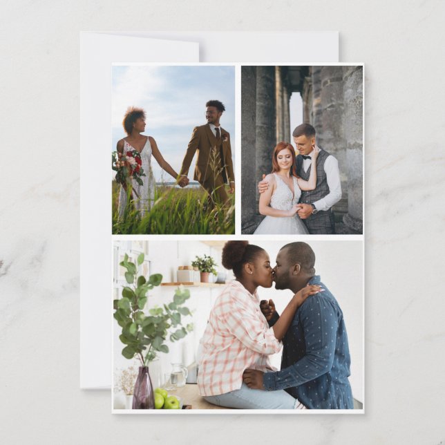 Simple 3 Photo Collage Holiday Card (Front)