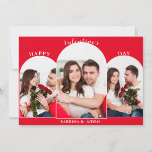 Simple 3 Photo Collage Valentine's Day Holiday Card