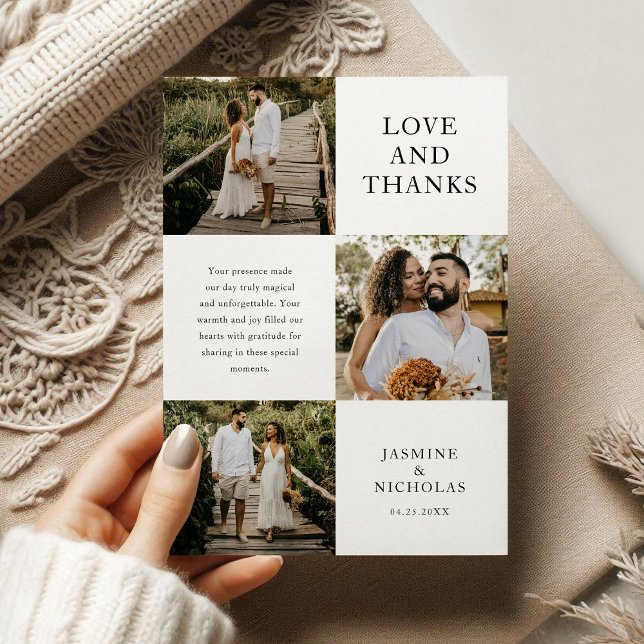 Simple 3 Photo Wedding Thank You Card (Creator Uploaded)