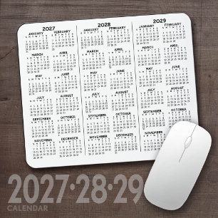 Simple 3 Year 2027 2028 2029 Calendar Minimal Mouse Mat