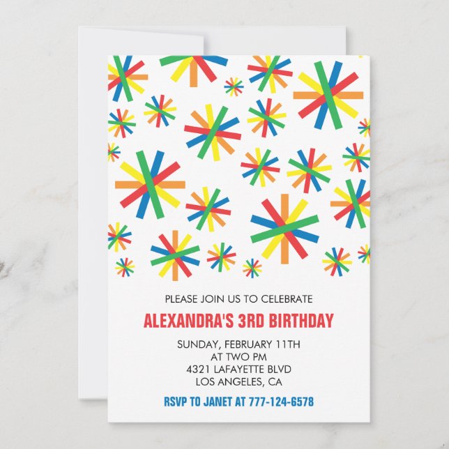 Simple 3rd birthday invitations Confetti  (Front)