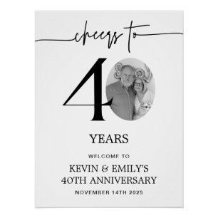 Simple 40th Anniversary Photo Paper Welcome Sign