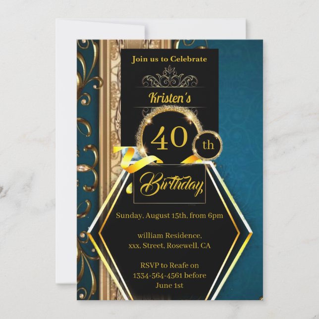 Simple 40th Birthday Invitation (Front)