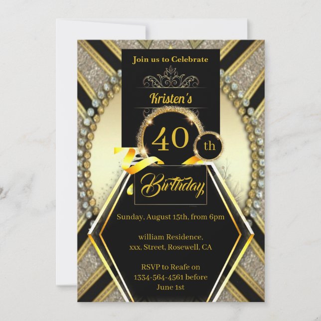Simple 40th Birthday Invitation (Front)