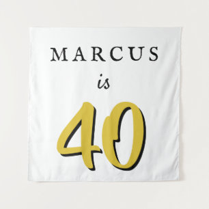 Simple 40th Birthday Party Backdrop Tapestry